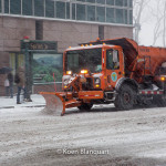 The sanitation department has over 2300 vehicles trying to keep the streets free. Here on Avenue of the Americas x West 42nd street.