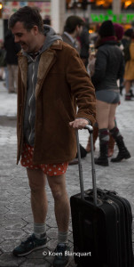 Charlie Todd, the man who drives Improv Everywhere - without pants on the No Pants Subway Ride.