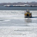 Liberty Landing ferry stuck in the ice on the Hudson