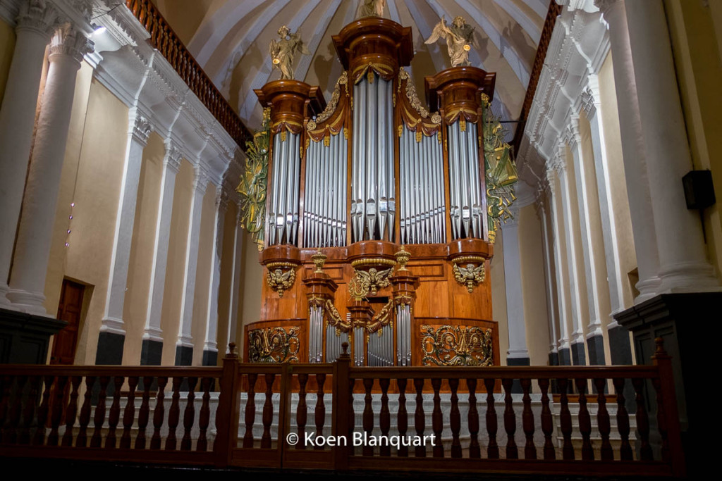 Organ in the Basilica Cathedral in Arequipa. The organ was donated by Belgium in 1870